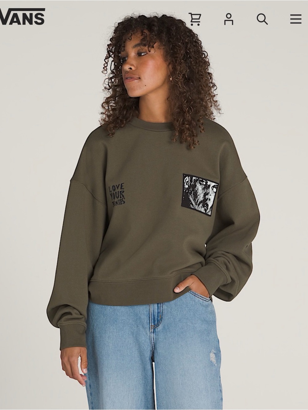Vans Women’s Olive Green Graphic Crew Sweatshirt